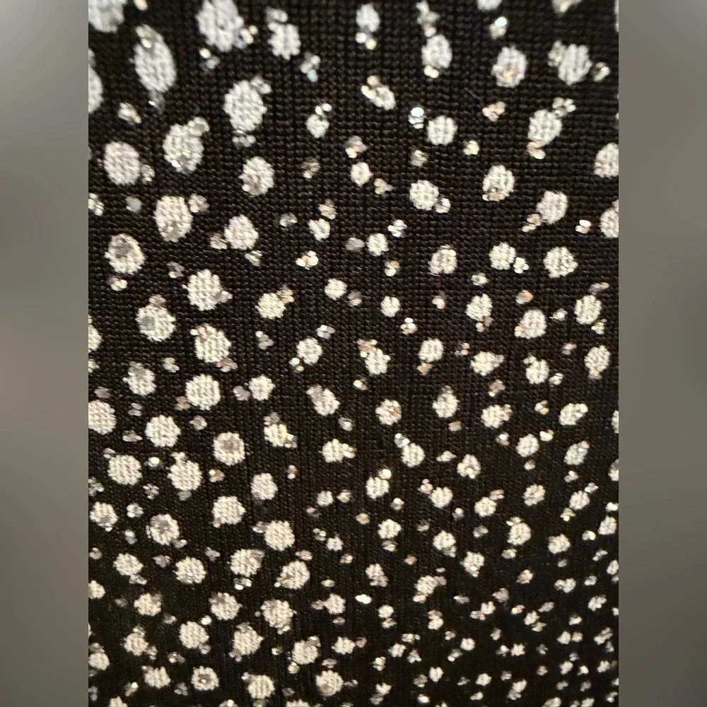 CACHE Vintage Black Floral Sparkle Acetate/Spandex Open Back Slinky Glitter M - Picture 5 of 9